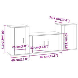 Berkfield 3 Piece Tv Cabinet Set Smoked Oak Engineered Wood - thumbnail 8