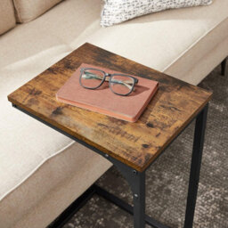 Songmics Modern C Table, Industrial Side Unit For Living Areas, Rustic Brown And Black - thumbnail 7