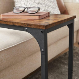 Songmics Modern C Table, Industrial Side Unit For Living Areas, Rustic Brown And Black - thumbnail 6