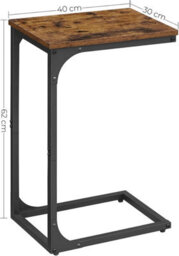 Songmics Modern C Table, Industrial Side Unit For Living Areas, Rustic Brown And Black - thumbnail 2