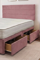 Knight Sleep York Pink Plush 6Ft Hybrid Sprung Orthopaedic Divan Bed Set 2 Drawers With Upholstered Headboard - Super King - thumbnail 2