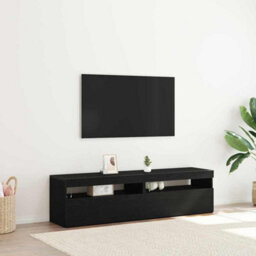 Berkfield Tv Cabinets With Led Lights 2 Pcs Black Oak 75X35X40 Cm Engineered Wood - thumbnail 1