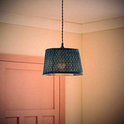 Valuelights Malina Double Teal Small Pleated Tapered Easy Fit Lamp Shade (D) 25Cm And Bulb - image 1