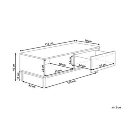 Wyld And Coco Nordicnest Coffee Table, Light Brown Mdf Top With Iron Legs, 110 X 50 X 40 Cm, 1 Drawer And Open Shelf - thumbnail 4