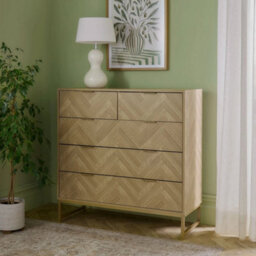 Chest Of Drawers For Bedroom, 5 Drawer Herringbone Storage Drawers - thumbnail 5