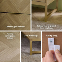 Chest Of Drawers For Bedroom, 5 Drawer Herringbone Storage Drawers - thumbnail 4