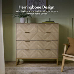 Chest Of Drawers For Bedroom, 5 Drawer Herringbone Storage Drawers - thumbnail 3