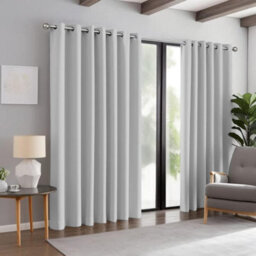 Aspire Homeware Plain Room Darkening Blackout Eyelet Curtain Pair Light Grey (W) 168Cm X (D)228Cm With Tie Back Pair - thumbnail 9