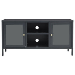 Berkfield Tv Cabinet Anthracite 105X35X52 Cm Steel And Glass - thumbnail 3