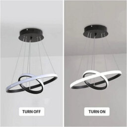 32W Modern Led Dining Chandelier 2-Rings Lamp 6500K Pendant Lights Living Room - thumbnail 3