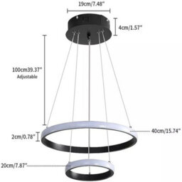 32W Modern Led Dining Chandelier 2-Rings Lamp 6500K Pendant Lights Living Room - thumbnail 2