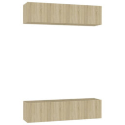 Walplus Tv Cabinets 4 Pcs Sonoma Oak 60X30X30 Cm Engineered Wood - thumbnail 2