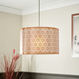 Inlight Hyperion Copper Effect Laser Cut Cylinder Light Shade (D)35Cm