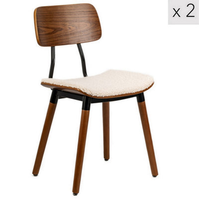 Nordlys Set Of 2 Wood And White Bouclé Cushions Dining Chairs Modern Design Style Dining Room - image 1