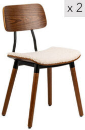 Nordlys Set Of 2 Wood And White Bouclé Cushions Dining Chairs Modern Design Style Dining Room - thumbnail 2