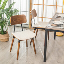 Nordlys Set Of 2 Wood And White Bouclé Cushions Dining Chairs Modern Design Style Dining Room - thumbnail 3
