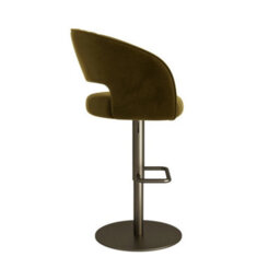 Set Of 2 Curved Olive Green Velvet Adjustable Swivel Bar Stools - thumbnail 6