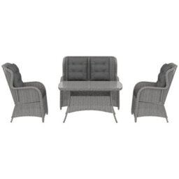 Outsunny 4 Pcs Outdoor Rattan Sofa Set, Wicker Sectional Sofa Set Light Grey - thumbnail 2