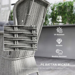 Outsunny 4 Pcs Outdoor Rattan Sofa Set, Wicker Sectional Sofa Set Light Grey - thumbnail 4