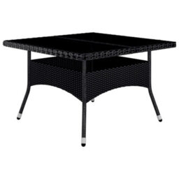 Walplus 9 Piece Garden Dining Set Poly Rattan And Tempered Glass Black - thumbnail 7