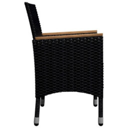 Walplus 9 Piece Garden Dining Set Poly Rattan And Tempered Glass Black - thumbnail 6