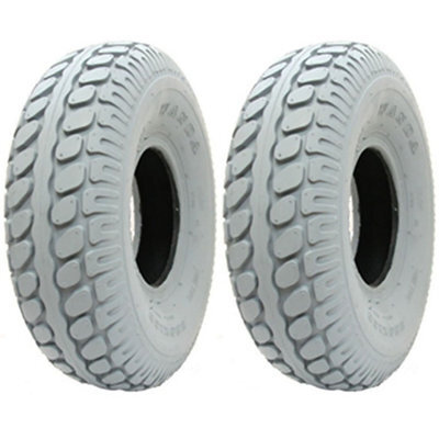 Journey 330X100 Mobility Scooter Tyres Grey Block Pneumatic Non Marking 400-5 (Set Of 2) - image 1