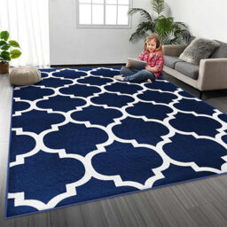 Ameha Extra Large Printed Rugs Non Slip Living Room Bedroom Indoor Outdoor Carpets Ava Navy 200 X 290 Cm Luxury Soft Area Rug - thumbnail 2