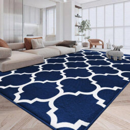 Ameha Extra Large Printed Rugs Non Slip Living Room Bedroom Indoor Outdoor Carpets Ava Navy 200 X 290 Cm Luxury Soft Area Rug