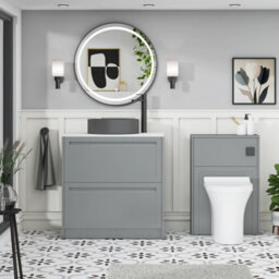 Royal Bathrooms Royal Bathroom Elmore 800mm Matt Pebble Grey Freestanding Countertop Bathroom Vanity Unit 2 Drawer With Art Round Basin - thumbnail 5