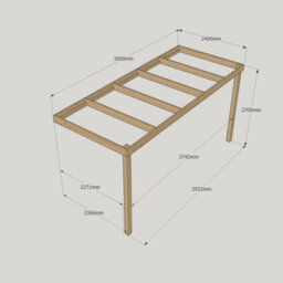 Rutland County Garden Furniture Wall Mounted Box Pergola - Wood - L240 X W300 X H270 Cm - Rustic Brown - thumbnail 4