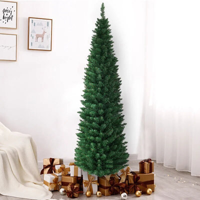 Prime Plus 6Ft(570 Branches) Slim Christmas Tree Pencil Pine Artificial Bushy Xmas Decoration - image 1