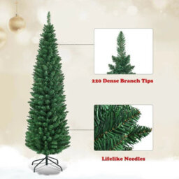 Prime Plus 6Ft(570 Branches) Slim Christmas Tree Pencil Pine Artificial Bushy Xmas Decoration - thumbnail 5