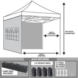 Dellonda Premium 3X3M Pop-Up Gazebo & Side Walls With Carry Bag, Stakes & Weight Bags - thumbnail 8