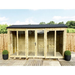Marlborough - 10 X 11 Reverse Treated T&g Apex Wooden Summerhouse + Long Windows + Double Doors (10' X 11' / (10Ft X 11Ft) - thumbnail 1