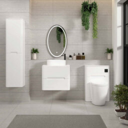 Royal Bathrooms Venice 600mm Gloss White Wall Mounted Bathroom Countertop Vanity Unit 2 Drawer With Peak Basin - thumbnail 4