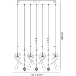 Luminosa Lighting Luminosa Class Pendant Square 20 Light G4 Polished Chrome/white Glass/crystal, Not Led/cfl Compatible - thumbnail 5