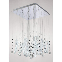 Luminosa Lighting Luminosa Class Pendant Square 20 Light G4 Polished Chrome/white Glass/crystal, Not Led/cfl Compatible - thumbnail 2