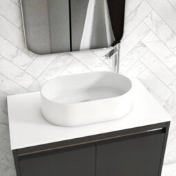 Royal Bathrooms Orion 800mm Matt Obsidian Black Floor Standing Plain White Countertop Vanity Unit 2 Drawer With Peak Basin & Chrome Accent Trim - thumbnail 5