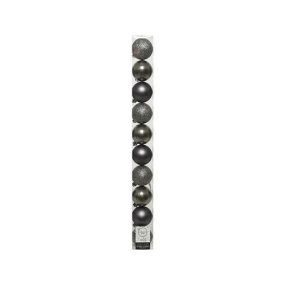 Kaemingk Plain Shatterproof Baubles (Pack Of 10) Warm Grey (Pack Of 10)