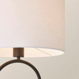 Valuelights Antonia White Fabric Drum Lamp Shade Matte Black Oval Table Lamp With Led Bulb - thumbnail 4