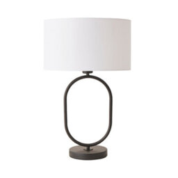 Valuelights Antonia White Fabric Drum Lamp Shade Matte Black Oval Table Lamp With Led Bulb - thumbnail 7