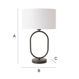 Valuelights Antonia White Fabric Drum Lamp Shade Matte Black Oval Table Lamp With Led Bulb - thumbnail 6