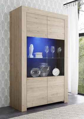 FurniComp LTD Furnicomp Roma 2 Door Oak Effect Glass Display Cabinet - image 1