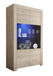 FurniComp LTD Furnicomp Roma 2 Door Oak Effect Glass Display Cabinet - thumbnail 2