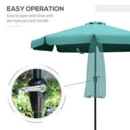 Outsunny 2.7M Patio Umbrella Garden Parasol With Crank, Ruffles, 8 Ribs, Green - thumbnail 5