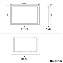 AVER-GROWTH Led Bathroom Mirror With Demister Pad Anti-Fog Dimmable Touch/wall Switch Portrait/landscape Wall Mounted 1000X600mm - thumbnail 7