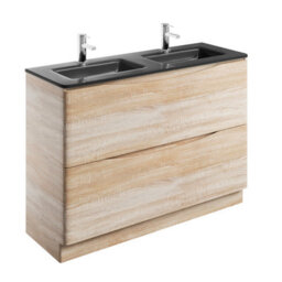 Plum&clay Eden Light Oak Floorstanding Vanity Unit With Grey Glass Basin (W)1200mm - thumbnail 4