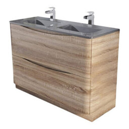 Plum&clay Eden Light Oak Floorstanding Vanity Unit With Grey Glass Basin (W)1200mm