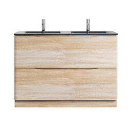 Plum&clay Eden Light Oak Floorstanding Vanity Unit With Grey Glass Basin (W)1200mm - thumbnail 2
