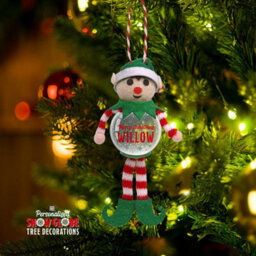 History & Heraldry Pre-Personalised Snowglobe Santa Elf Christmas Tree Decoration - Over 100 Different Names And Themes - Willow - thumbnail 2